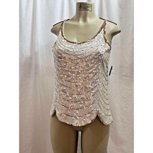 BCBGMAXAZRIA  Gold and Cream Sequin Top SIZE S #1250